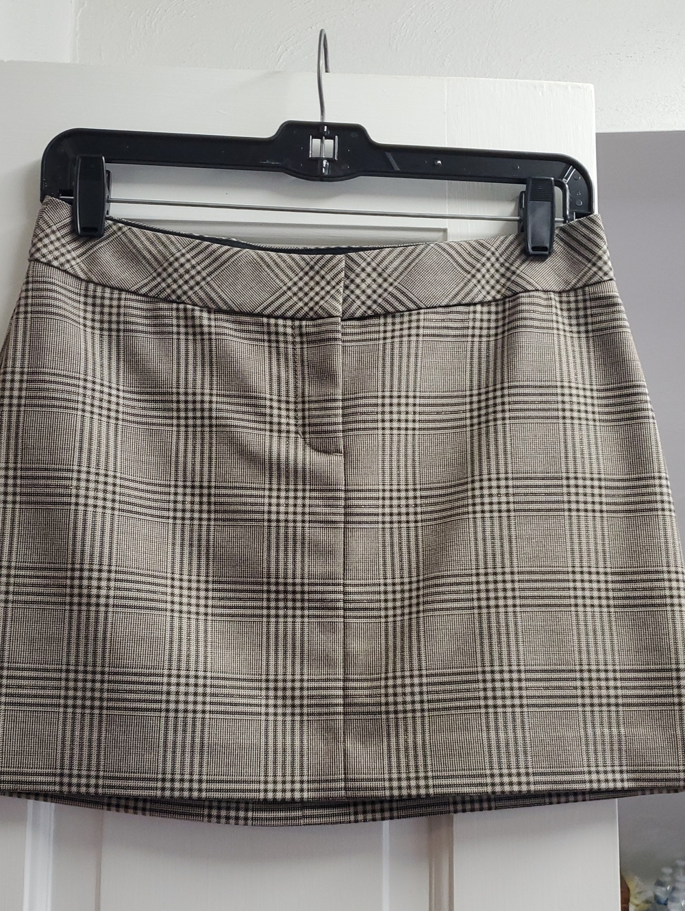Express Plaid Mini Skirt in Beige and Black